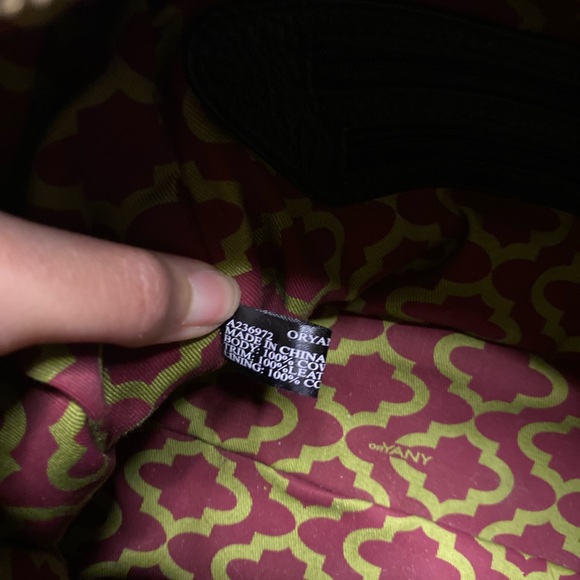 orYANY Burgundy Calf Hair Black Leather Satchel Shoulder Purse Handbag - Picture 13 of 14